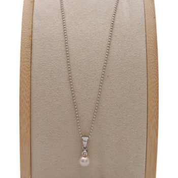COLLIER EN OR BLANC 3.70 GR 18 CARATS AVEC PERLE 45 CM