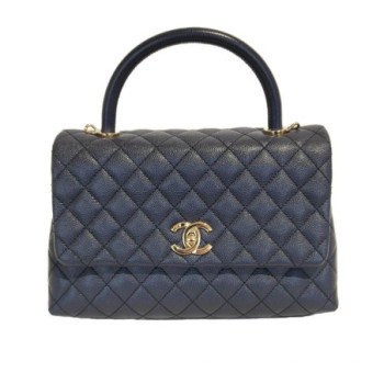 CHANEL COCO HANDLE MEDIUM CUIR CAVIAR BLUE NAVY