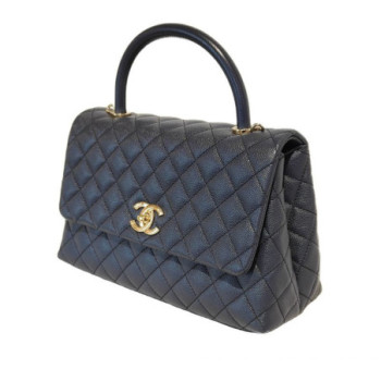 CHANEL COCO HANDLE MEDIUM CUIR CAVIAR BLUE NAVY