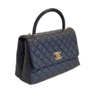 CHANEL COCO HANDLE MEDIUM CUIR CAVIAR BLUE NAVY