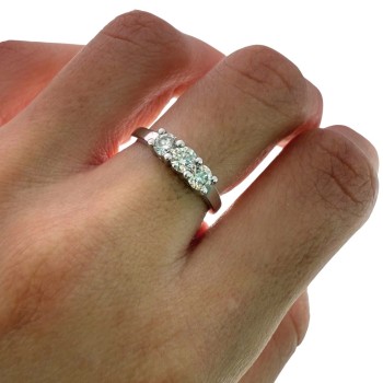 BAGUE OR BLANC TRILOGIE DIAMANTS CHRISTIAN T 52 3.17GR