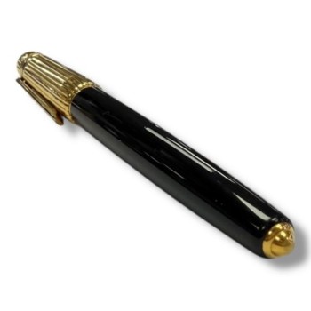 STYLO PASHA PLUME CARTIER 14X1.6 CM RESINE METAL DORE ET OR JAUNE 18CT