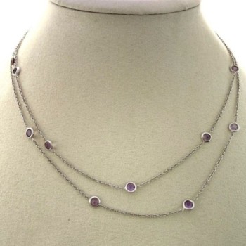 Collier Or Blanc 18ct & Pierres Amethyste 7.41Gr