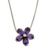 Collier Meylan Or Blanc 18ct 4.4Gr avec fleur amethyste et brillant