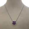 Collier Meylan Or Blanc 18ct 4.4Gr avec fleur amethyste et brillant