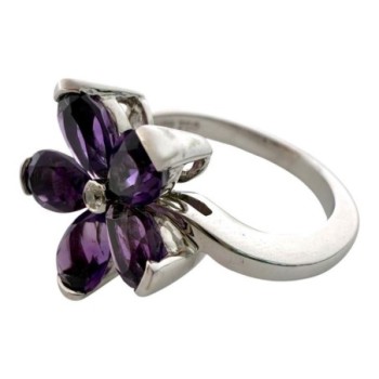 Bague Meylan Or Blanc 18ct / 5.2Gr & Amethyste et Brillant