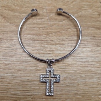 BRACELET ACIER GAG LOU CROIX STRASS