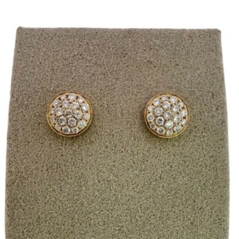 CLOUS D'OREILLES OR JAUNE 18CT ET DIAMANTS 3.09GR