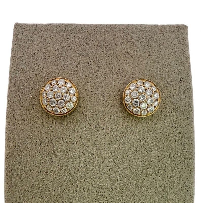 CLOUS D'OREILLES OR JAUNE 18CT ET DIAMANTS 3.09GR