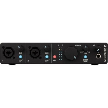 Arturia MiniFuse 2 Audio Interface with 3.5-Inch Studio Monitor (Pair) and 1/4 TRS Cables in Black
