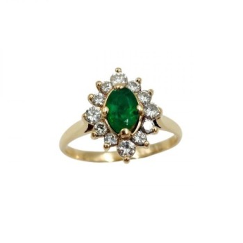 BAGUE OR 18K 3.26GR DTS/EMERAUDE 0,70 CT T53 CERTIFICAT