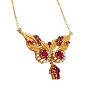 COLLIER OR 18CT 16.43GR DTS/RUBIS 2,10 CT 42/45 CM CERTIFICAT