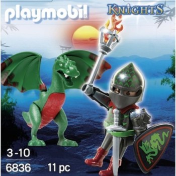 PLAYMOBIL COMBATTANT AVEC DRAGON VERT (6836)