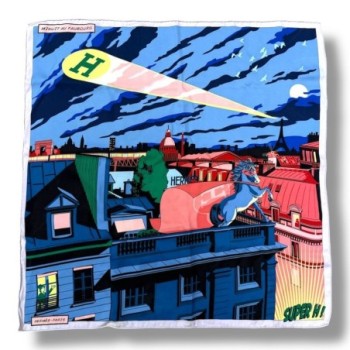 FOULARD HERMES MINUIT AU FAUBOURG 70X70 SOIE