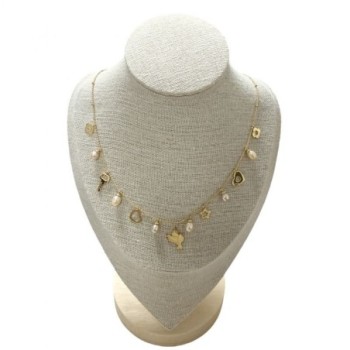 COLLIER PENDENTIFS OR JAUNE 18CT 8.95 GRS ET PERLES 43CM