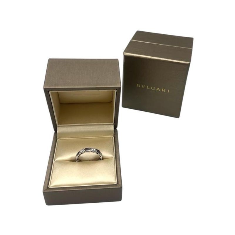 BAGUE BULGARI SERPENTI OR BLANC18CT DIAMANTS ET NACRE  4.15 GR T54