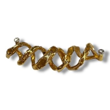 PENDENTIF GILBERT ALBERT OR JAUNE 18 CT DIAMANTS 10.40 GR AVEC 4 CORDONS 5.4 X 1.5 CM