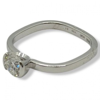 DINH VAN SOLITAIRE FLORE PETIT MODELE OR BLANC 18CT DIAMANT T51 2.85 GR FULL SET 2014