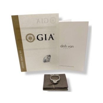 DINH VAN SOLITAIRE FLORE PETIT MODELE OR BLANC 18CT DIAMANT T51 2.85 GR FULL SET 2014