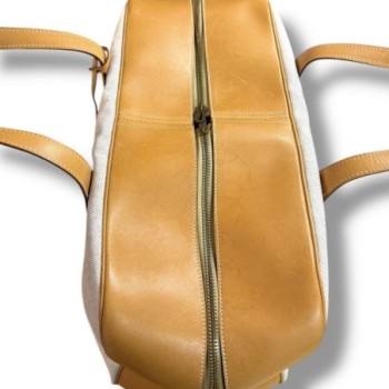 SAC HERMES VICTORIA 45 BEIGE TOILE EN CUIR