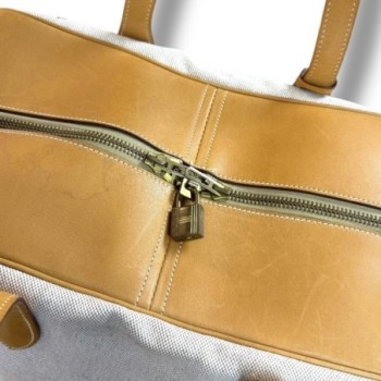 SAC HERMES VICTORIA 45 BEIGE TOILE EN CUIR