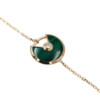 CARTIER L'AMULETTE OR ROSE 18K MALACHITE 2,20GR 16/17 CM