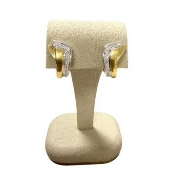 BOUCLE OREILLE OR JAUNE ET BLANC 750 9.79GRS + DIAMANTS