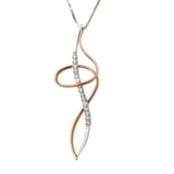 COLLIER OR BLANC 18K 4.49GR CHAINE 40 CM PENDENTIF 5 CM