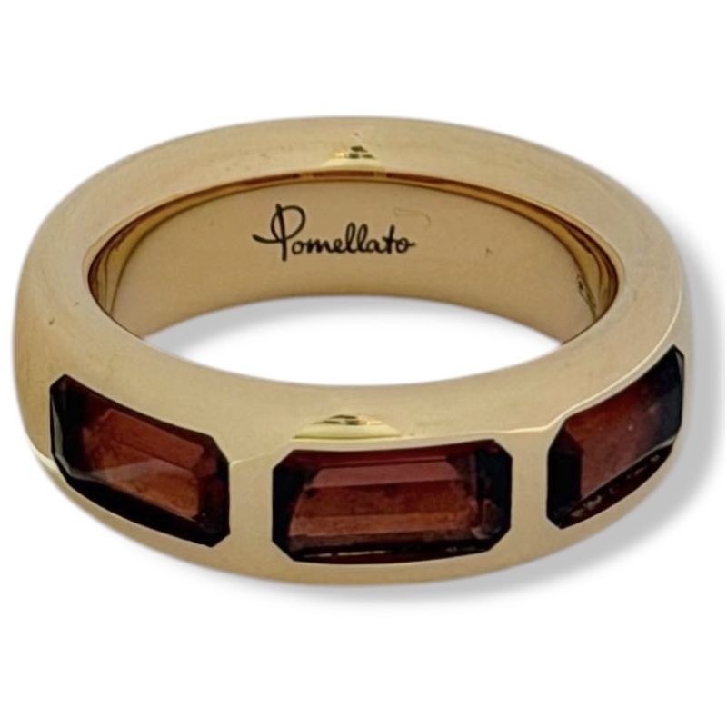 BAGUE POMELATO ICONICA FANCI OR 18CT ROSE T53  9.57GR 3 GRENAT +FACTURE