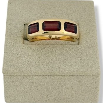 BAGUE POMELATO ICONICA FANCI OR 18CT ROSE T53  9.57GR 3 GRENAT +FACTURE