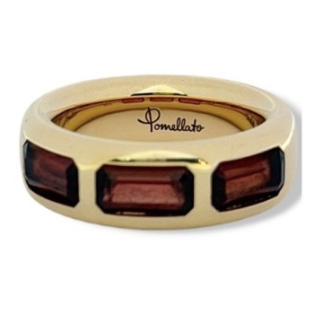 BAGUE POMELATO ICONICA FANCI OR 18CT ROSE T53  9.57GR 3 GRENAT +FACTURE