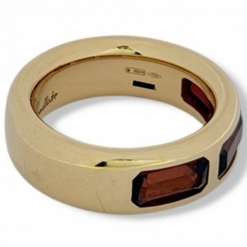 BAGUE POMELATO ICONICA FANCI OR 18CT ROSE T53  9.57GR 3 GRENAT +FACTURE