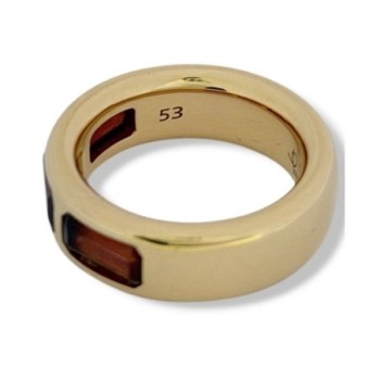 BAGUE POMELATO ICONICA FANCI OR 18CT ROSE T53  9.57GR 3 GRENAT +FACTURE