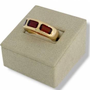 BAGUE POMELATO ICONICA FANCI OR 18CT ROSE T53  9.57GR 3 GRENAT +FACTURE