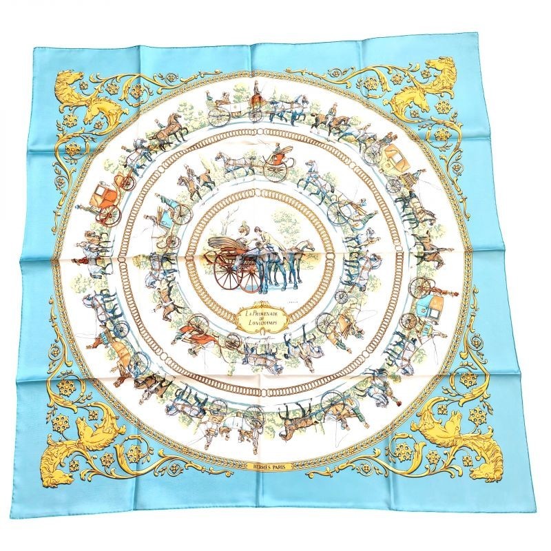 CARRE HERMES 90 PROMENADE DE LONGCHAMPS SOIE