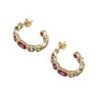 BOUCLES D'OREILLES PLAQUE OR MULTI PIERRES 2CM DE DIAMETRE