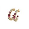 BOUCLES D'OREILLES PLAQUE OR MULTI PIERRES 2CM DE DIAMETRE
