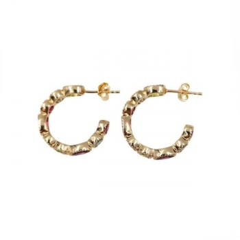 BOUCLES D'OREILLES PLAQUE OR MULTI PIERRES 2CM DE DIAMETRE