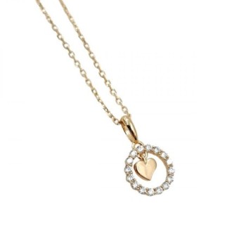 COLLIER PLAQUE OR PETIT-COEUR LONGUEUR 40 A 44 CM 1CM DE DIAMETRE