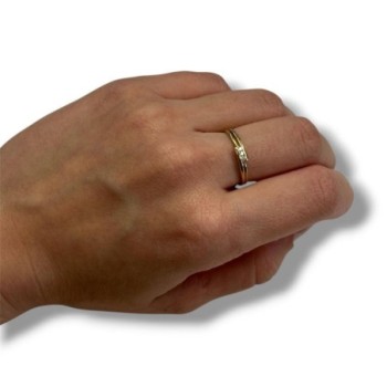 BAGUE OR JAUNE 18CT 1.34GRS 3 DIAMANTS T.53