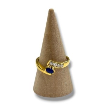 BAGUE OR JAUNE 18CT 4.39GRS PIERRES SYNTHE T.55