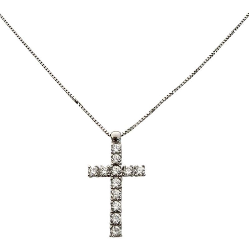 COLLIER OR BLANC + CROIX 18 CARATS - 3GRS