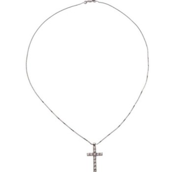 COLLIER OR BLANC + CROIX 18 CARATS - 3GRS