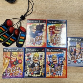 BUZZER X 4 PS2 + 6 JEUX