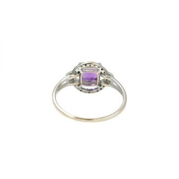 BAGUE OR BLANC 18CT 2.02GR DMT  AMETHYSTE T54