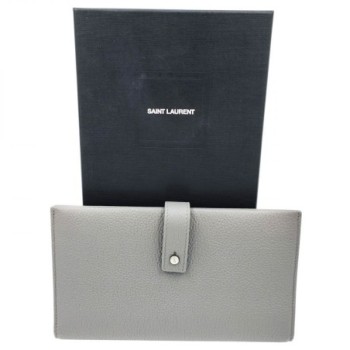 PORTFEUILLE YSL  CUIR GRIS 19 X 11 X 2,5 CM