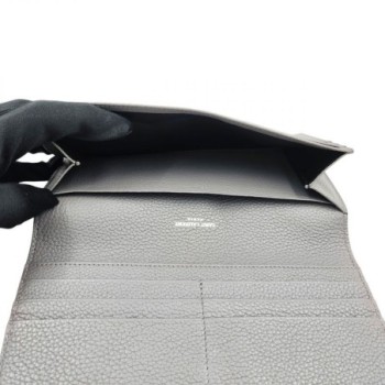 PORTFEUILLE YSL  CUIR GRIS 19 X 11 X 2,5 CM