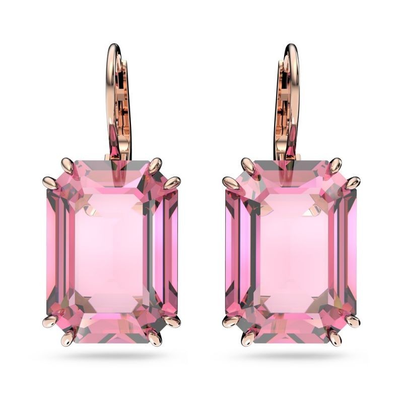SWAROVSKI MILLENIA DROP EARRINGS PINK OCTAGON-CUT JEWELLERY