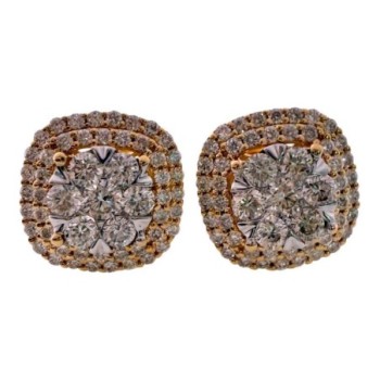Boucles D'Oreilles Christian Or Jaune 18ct & Diamants 106 (1carat) H.SI Brillant 4.17Gr