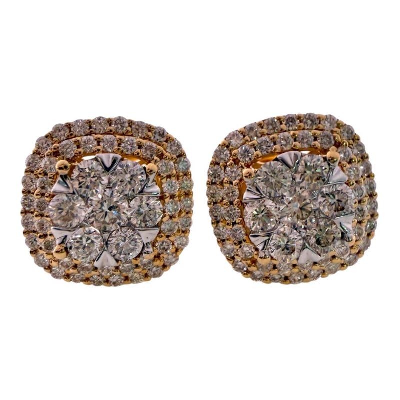 Boucles D'Oreilles Christian Or Jaune 18ct & Diamants 106 (1carat) H.SI Brillant 4.17Gr